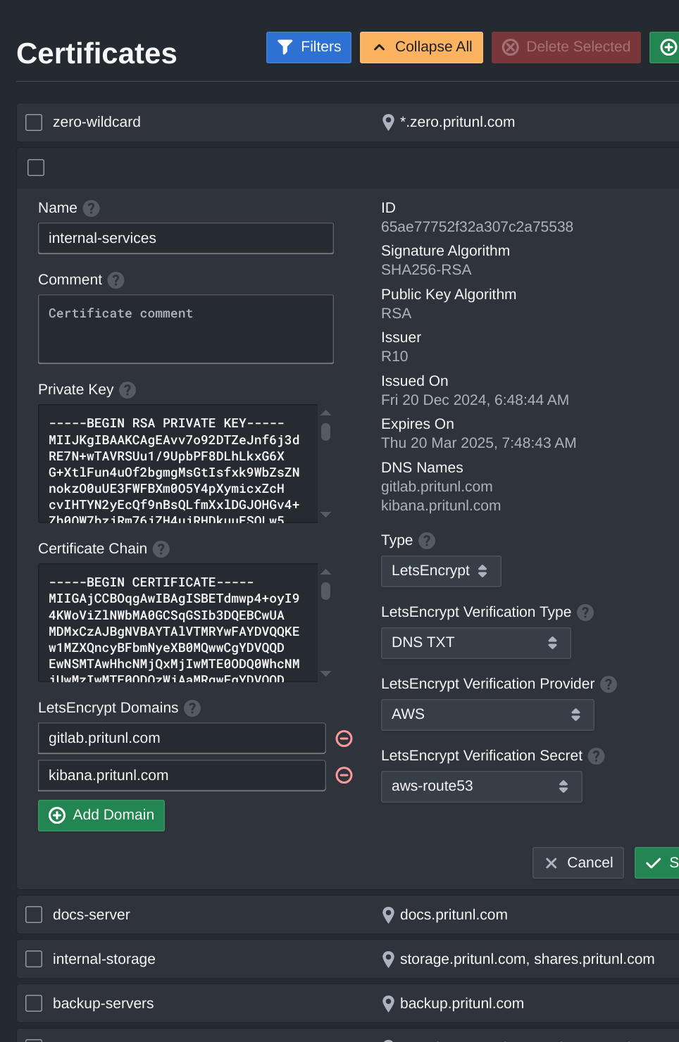 Certificates Management
