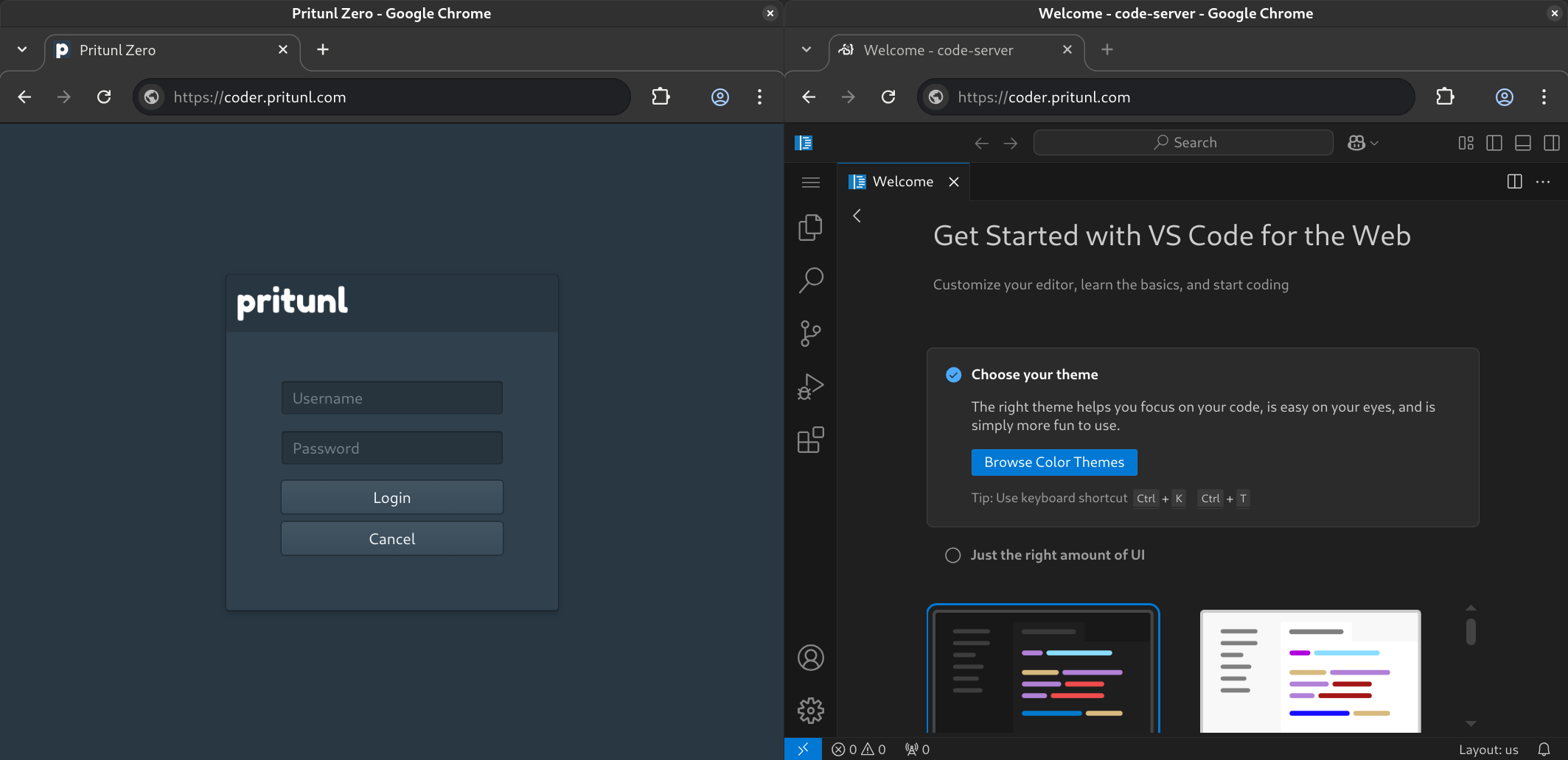 Authenticated VSCode Web Server
